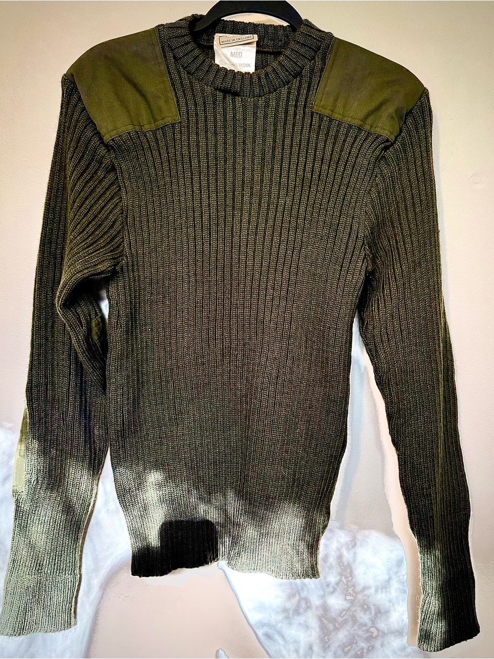 L.L. Bean Green British Commando Sweater “Wooly Pully” Crew Neck 100% Wool